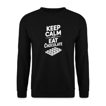 Keep Calm and Eat Chocolate - Unisex Sweatshirt - black - Front - Alina (178cm) & Michal (187cm)