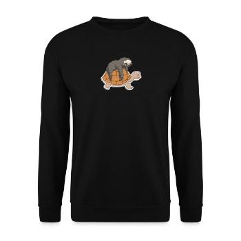 Entzückende Schildkröte und Faultier - Unisex Pullover - Schwarz - Vorne - Alina (178cm) & Michal (187cm)