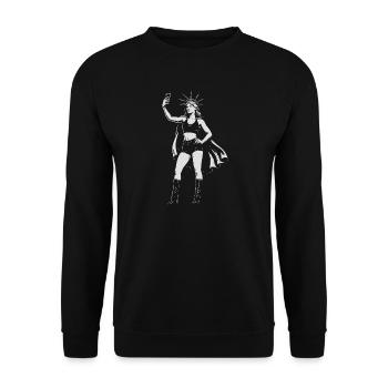 Liberty Selfie: Statuen-Schnappschüsse - Unisex Pullover - Schwarz - Vorne - Alina (178cm) & Michal (187cm)