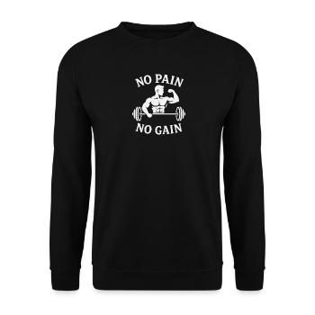 Kraftspruch No Pain No Gain - Unisex Pullover - Schwarz - Vorne - Alina (178cm) & Michal (187cm)