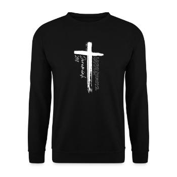 Kreuz - Jeremia 29:11 - Unisex Pullover - Schwarz - Vorne - Alina (178cm) & Michal (187cm)