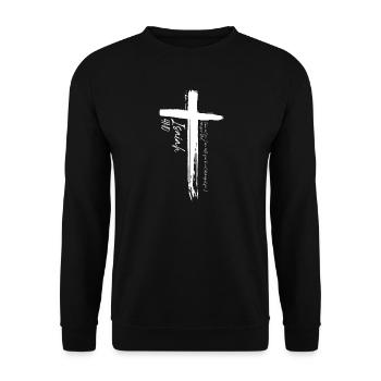 Cross - Isaiah 41:10 - Unisex Sweatshirt - black - Front - Alina (178cm) & Michal (187cm)