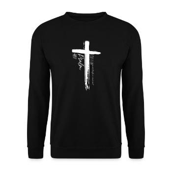 Cross - Psalm 46:1 - Unisex Sweatshirt - black - Front - Alina (178cm) & Michal (187cm)