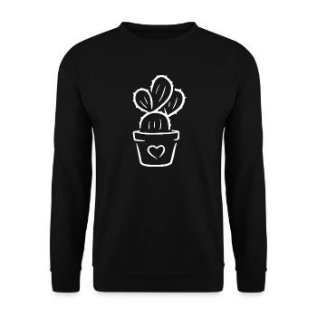 Cactus in a pot with heart – sweet plant motif - Unisex Sweatshirt - black - Front - Alina (178cm) & Michal (187cm)