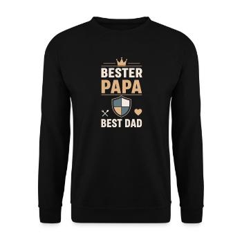 Bester Papa Schild Design - Unisex Pullover - Schwarz - Vorne - Alina (178cm) & Michal (187cm)