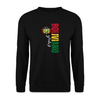 Bolivianischer Stolz, vertikales Design - Unisex Pullover - Schwarz - Vorne - Alina (178cm) & Michal (187cm)