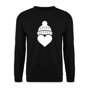 Herz Winter Mütze Liebe - Unisex Pullover - Schwarz - Vorne - Alina (178cm) & Michal (187cm)