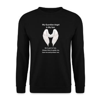 Schutzengel ist mein Sohn - Unisex Pullover - Schwarz - Vorne - Alina (178cm) & Michal (187cm)