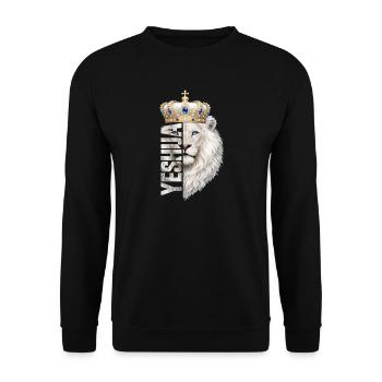 Lion of Judah, King Jesus, Son of Yahweh, Christian - Unisex Sweatshirt - black - Front - Alina (178cm) & Michal (187cm)