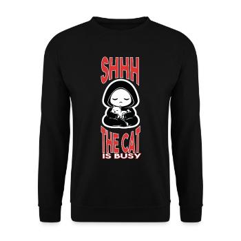 Chat Occupé Shhh The Cat Is Busy - Unisex Sweatshirt - black - Front - Alina (178cm) & Michal (187cm)