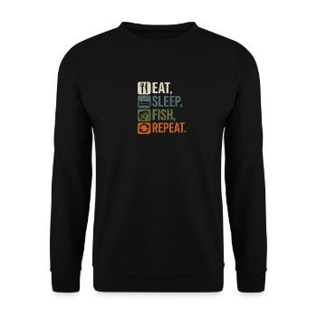 Mange, dors, poisson, pêcheur répète Dit la conception de la pêche - Sweat-shirt Unisexe - noir - Devant - Alina (178cm) & Michal (187cm)