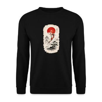 Koi im Japan-Stil  Zen & Harmonie - Unisex Pullover - Schwarz - Vorne - Alina (178cm) & Michal (187cm)