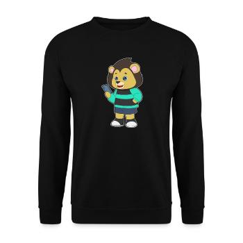 Lion Smartphone - Unisex Sweatshirt - black - Front - Alina (178cm) & Michal (187cm)