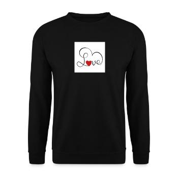 Rotes Liebes-Schrift-Herz - Unisex Pullover - Schwarz - Vorne - Alina (178cm) & Michal (187cm)