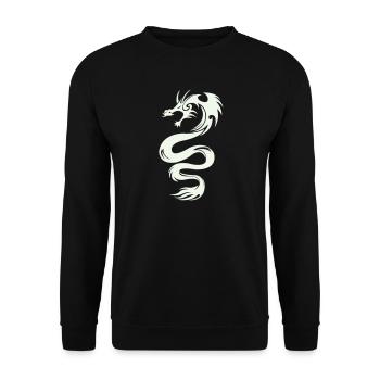 Weißer Drachen Silhouette - Unisex Pullover - Schwarz - Vorne - Alina (178cm) & Michal (187cm)