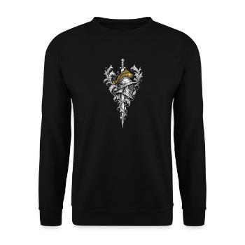 Mars – Römischer Gott des Krieges - Unisex Pullover - Schwarz - Vorne - Alina (178cm) & Michal (187cm)