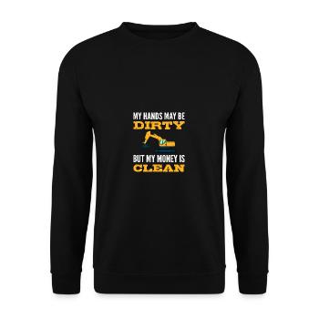 Geld ist sauber Fleißige Person Gift - Unisex Pullover - Schwarz - Vorne - Alina (178cm) & Michal (187cm)