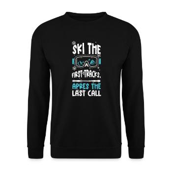 Ski the first tracks, après the... - Unisex Sweatshirt - black - Front - Alina (178cm) & Michal (187cm)