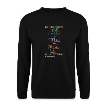 My childhood, heaven and hell, who still knows it - Unisex Sweatshirt - black - Front - Alina (178cm) & Michal (187cm)