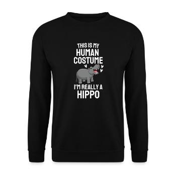 Hippo Costume Party Africa Animal Gift Cheval - Sweat-shirt Unisexe - noir - Devant - Alina (178cm) & Michal (187cm)