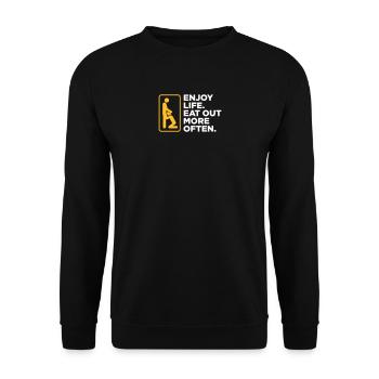 Enjoy Life. Eat Out More Often! - Unisex Sweatshirt - black - Front - Alina (178cm) & Michal (187cm)