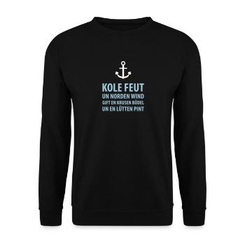 Plattdeutsch Anker Krusen Büdel Lütten Pint - Unisex Pullover - Schwarz - Vorne - Alina (178cm) & Michal (187cm)
