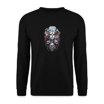 Gothic Rose Queen Illustration Graphic Beauty - Unisex Sweatshirt - black - Front - Alina (178cm) & Michal (187cm)