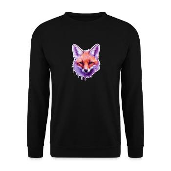 Bunter Fuchskopf - Unisex Pullover - Schwarz - Vorne - Alina (178cm) & Michal (187cm)