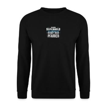 PFARRER Superheld - Unisex Pullover - Schwarz - Vorne - Alina (178cm) & Michal (187cm)