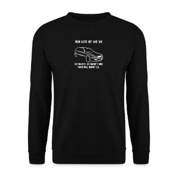 Mein auto ist wie ich... - Unisex Pullover - Schwarz - Vorne - Alina (178cm) & Michal (187cm)