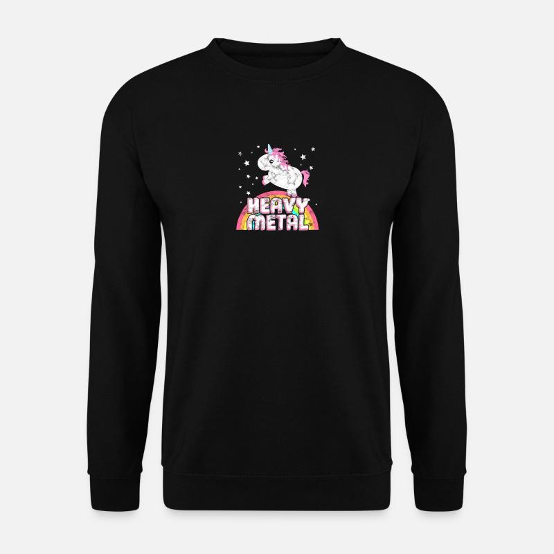 Cooles Ironisches Heavy Metal Musik Einhorn - Unisex Pullover - Schwarz