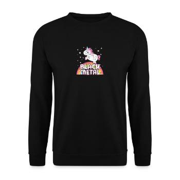 Cool ironic black metal music unicorn - Unisex Sweatshirt - black - Front - Alina (178cm) & Michal (187cm)