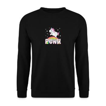 Cooles Ironisches Punk Musik Einhorn - Unisex Pullover - Schwarz - Vorne - Alina (178cm) & Michal (187cm)