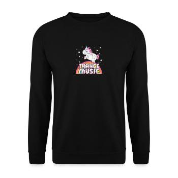 Cooles Ironisches Trance Music Musik Einhorn - Unisex Pullover - Schwarz - Vorne - Alina (178cm) & Michal (187cm)