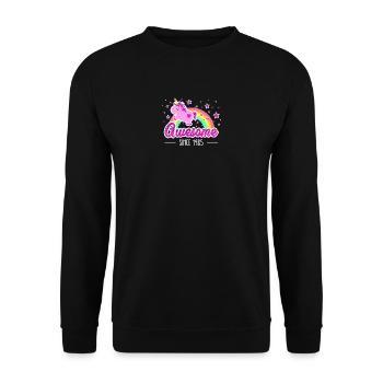 Funny Birthday Unicorn: Awesome Since 1985 - Unisex Sweatshirt - black - Front - Alina (178cm) & Michal (187cm)