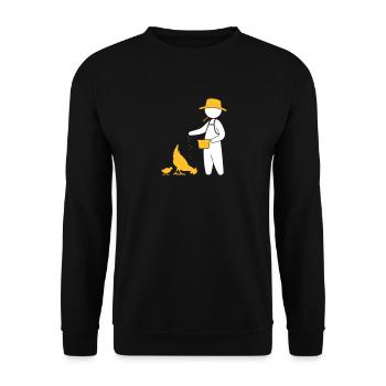 Farmer Feeding The Chickens - Unisex Sweatshirt - black - Front - Alina (178cm) & Michal (187cm)