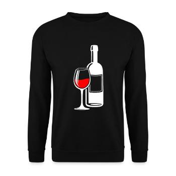 Wine Wine glass Wine bottle Red wine wine lover - Unisex Sweatshirt - black - Front - Alina (178cm) & Michal (187cm)