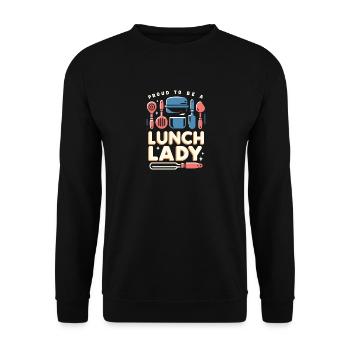 Stolz, eine Lunch-Lady zu sein - Unisex Pullover - Schwarz - Vorne - Alina (178cm) & Michal (187cm)