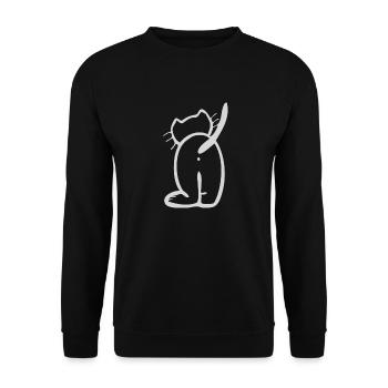 Damenshirt mit großer Katze - Unisex Pullover - Schwarz - Vorne - Alina (178cm) & Michal (187cm)