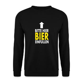 Hier Bier einfüllen - Unisex Pullover - Schwarz - Vorne - Alina (178cm) & Michal (187cm)