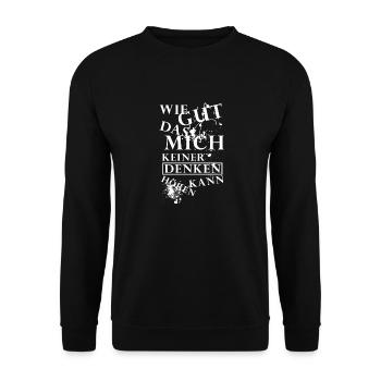 Wie gut dass mich keiner denken hoeren kann - V2 - Unisex Pullover - Schwarz - Vorne - Alina (178cm) & Michal (187cm)
