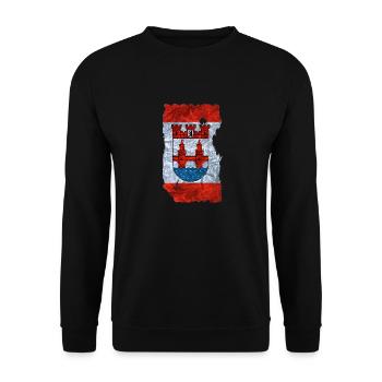 Friedrichshain Kreuzberg 2 Fahne / Flagge vintage - Unisex Pullover - Schwarz - Vorne - Alina (178cm) & Michal (187cm)