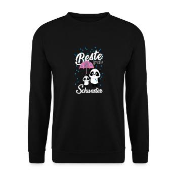 Beste große Schwester Panda Geschwister Mädchen - Unisex Pullover - Schwarz - Vorne - Alina (178cm) & Michal (187cm)