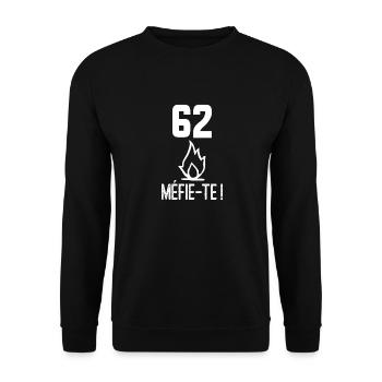 62, hüte dich! - Unisex Pullover - Schwarz - Vorne - Alina (178cm) & Michal (187cm)