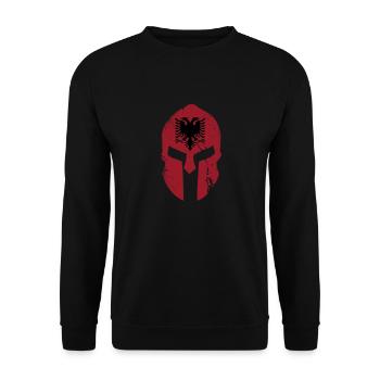 Albanien Flagge Fitness Warrior Sparta Krieger Gym - Unisex Pullover - Schwarz - Vorne - Alina (178cm) & Michal (187cm)