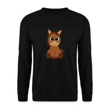 Niedliches Pferd für Kinder kleines braunes Pferd - Unisex Pullover - Schwarz - Vorne - Alina (178cm) & Michal (187cm)