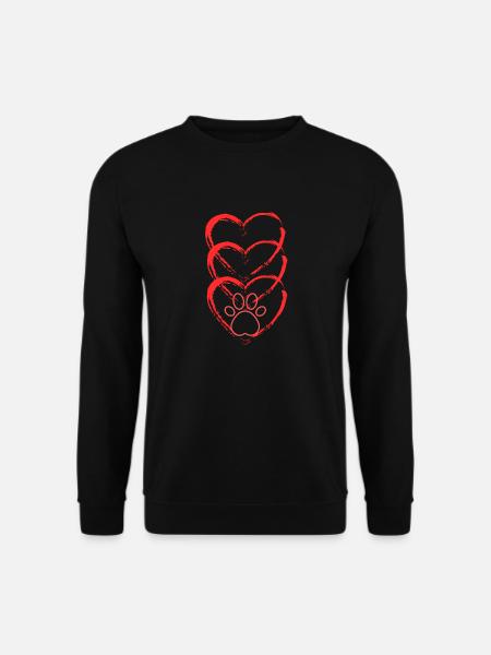 red heart with paw - Unisex Sweatshirt - black