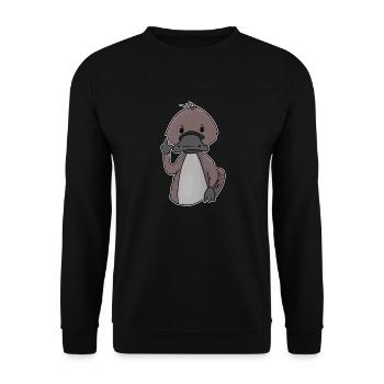 Sweet platypus shows middle finger gift - Unisex Sweatshirt - black - Front - Alina (178cm) & Michal (187cm)