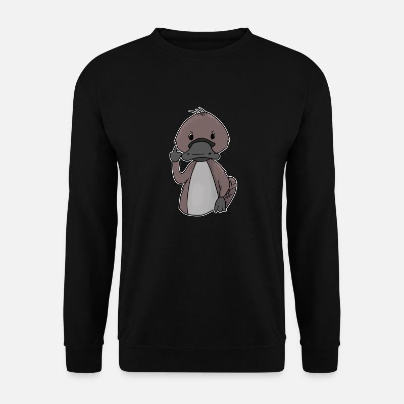 Süßes Schnabeltier zeigt Mittelfinger Geschenk - Unisex Pullover - Schwarz