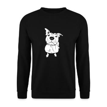 Staffordshire bettelnd - Unisex Pullover - Schwarz - Vorne - Alina (178cm) & Michal (187cm)